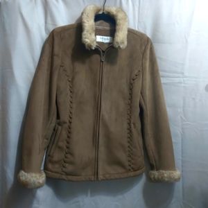 LIZ CLAIBORNE  OUTERWEAR FAUX FUR SHERPA TAN/LIGHT BROWN JACKET SIZE MEDIUM